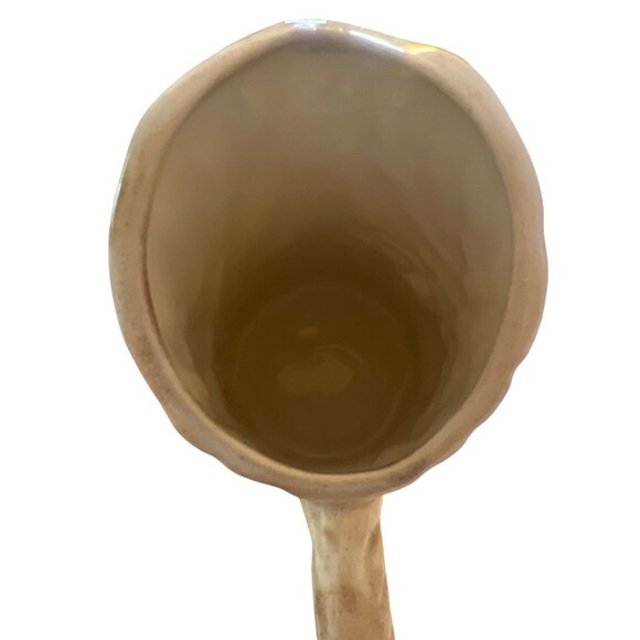 Vintage MCM Ceramic Tree Stump Trunk Pitcher Acorn Mushroom Design 7" tall 2 Cup - Picture 4 of 5